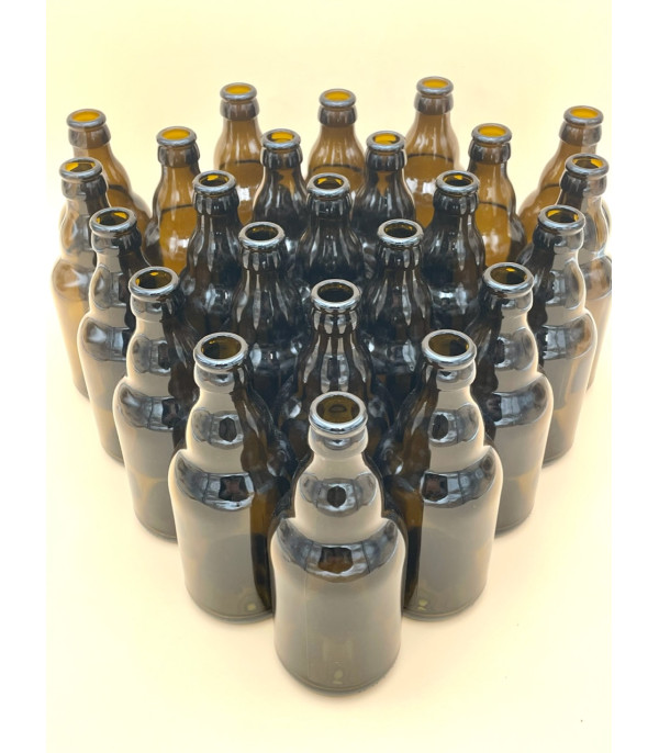 Bouteille de bière en verre brun VIDE vintage avec couvercle