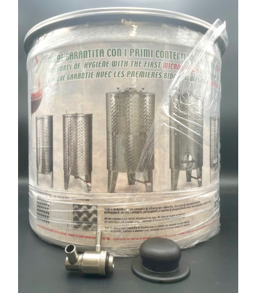 Cuve inox fond plat 30L + couvercle et robinet