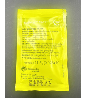 Levure seche Fermentis Safbrew S-33 11.5 grammes