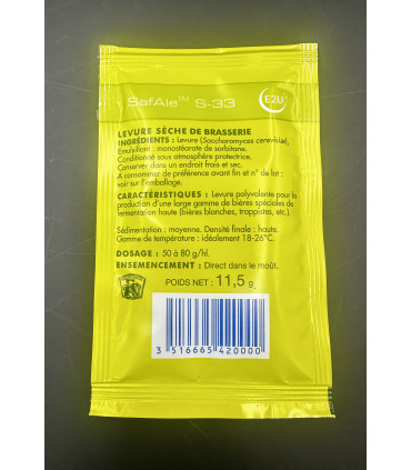 Levure seche Fermentis Safbrew S-33 11.5 grammes